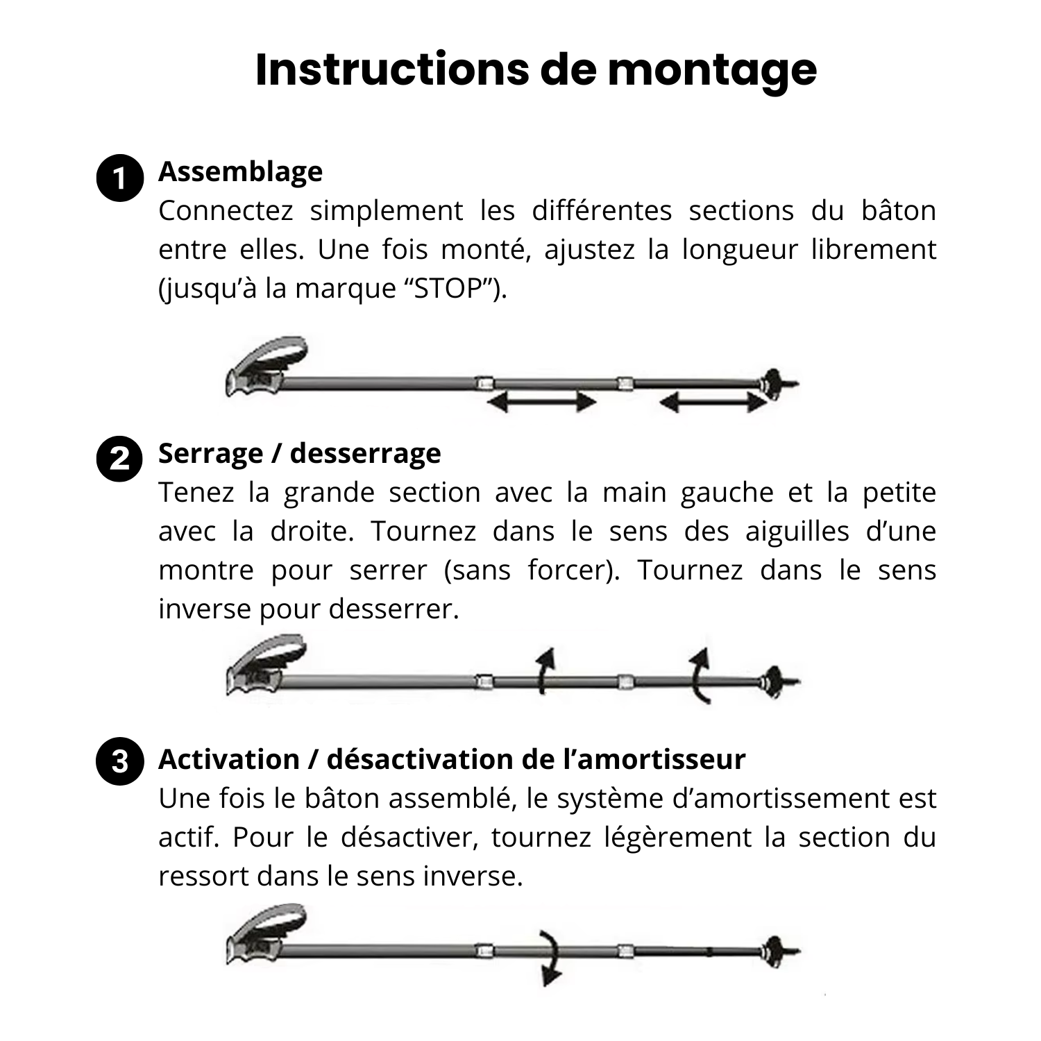 TrekPulse – Bâton de Randonnée avec Amortisseur Dynamique Léger & Anti-Fatigue