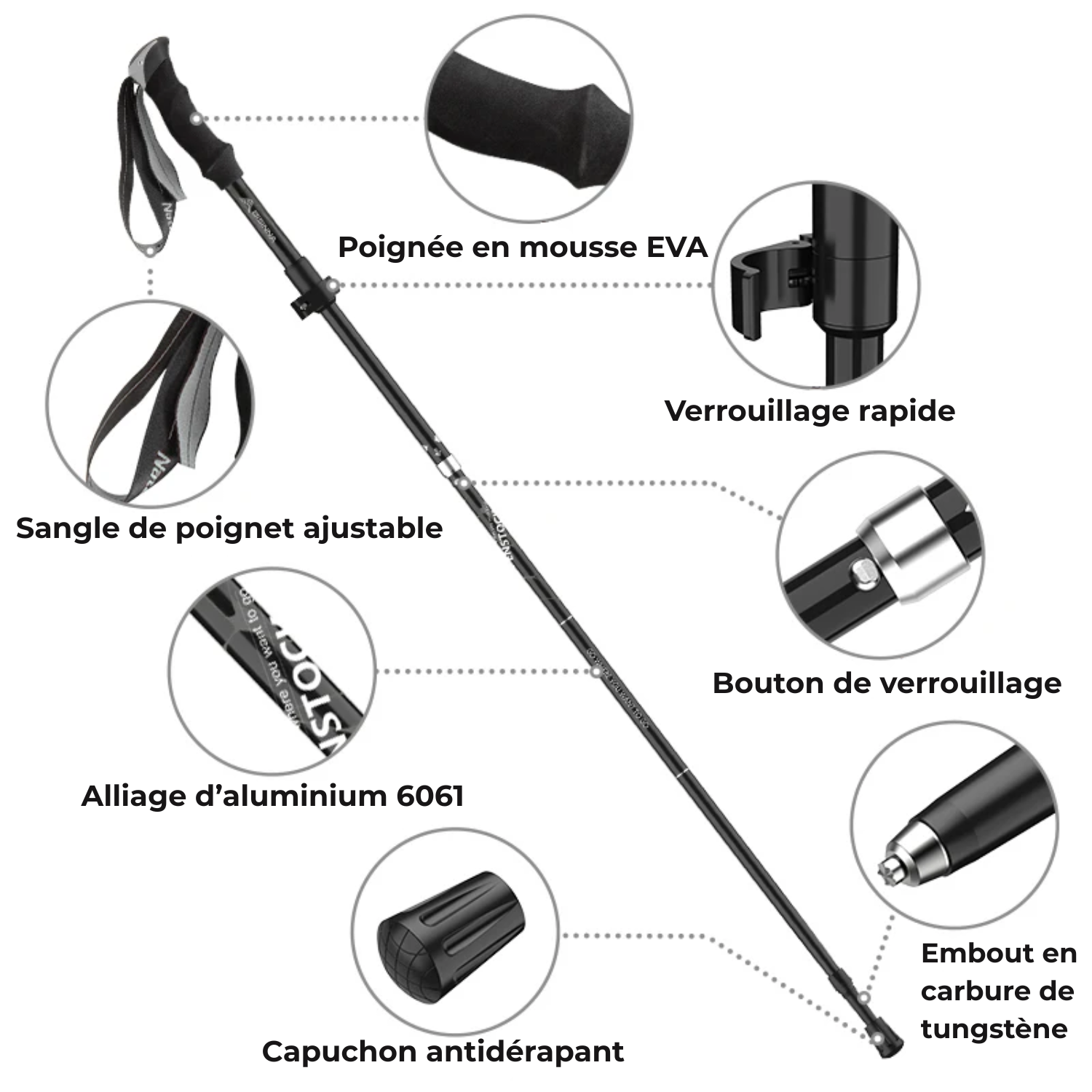 AltaStride Élite 125 – Bâton de Randonnée Carbone Pliable (x2) | Ultra Léger & Confort Haute Montagne