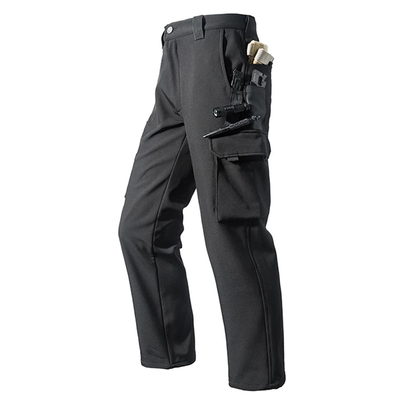 Mazrout - Pantalon Randonnée Homme Chaud Softshell Doublé polaire, Imperméable & Cargo pour l’hiver
