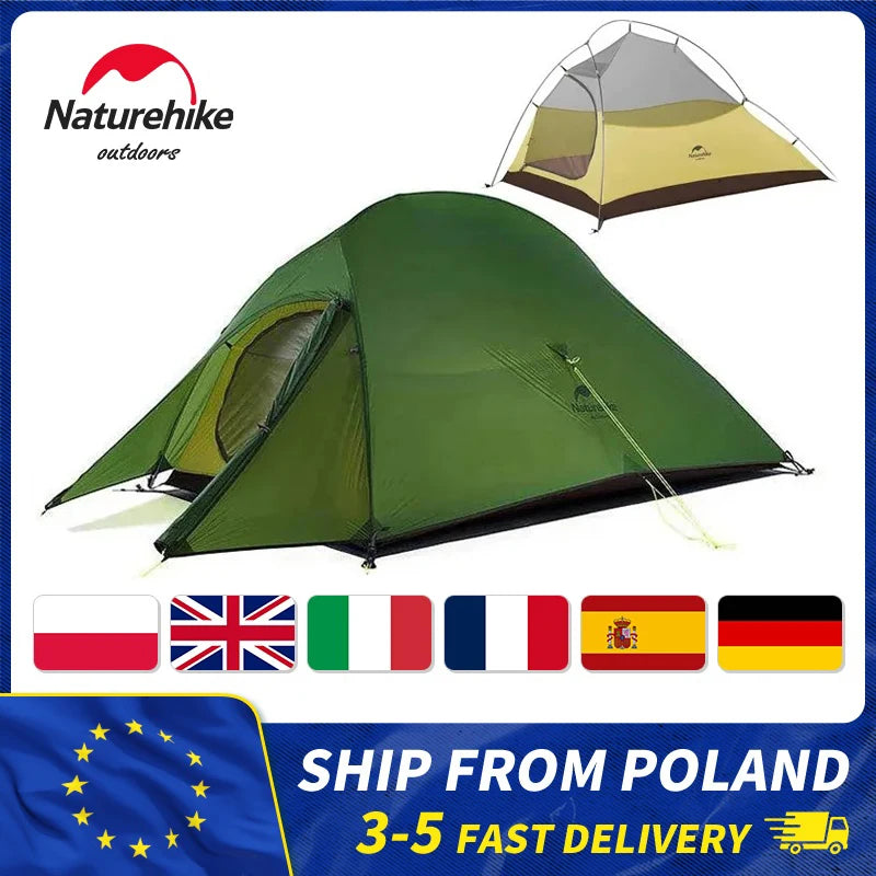 Naturehike Cloud Up 1 2 3 Tent Ultralight Camping Tent Double Layer Waterproof Tent Outdoor Hiking Backpacking Tent with Mat