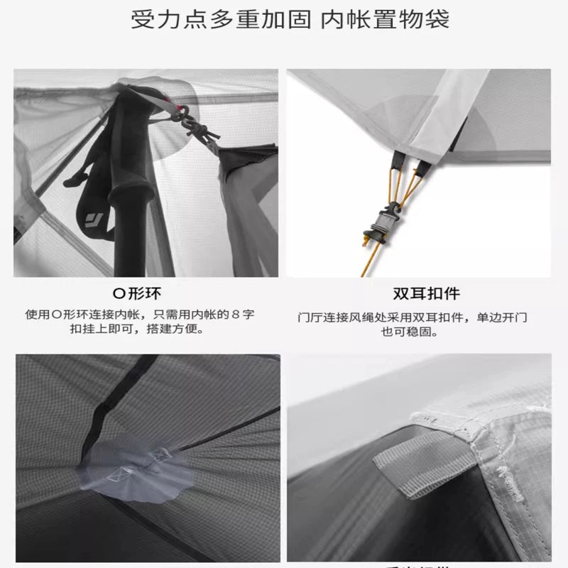 FLAME'S CREED Lanshan 1 Person Oudoor Ultralight Camping Tent Single Man 3 Season Professional 15D Silnylon Rodless Tent