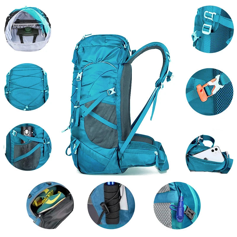 TrailMaster 50 – Sac de Randonnée Respirant 50L Ultra Léger & Résistant à l’Eau pour Trekking Longue Distance