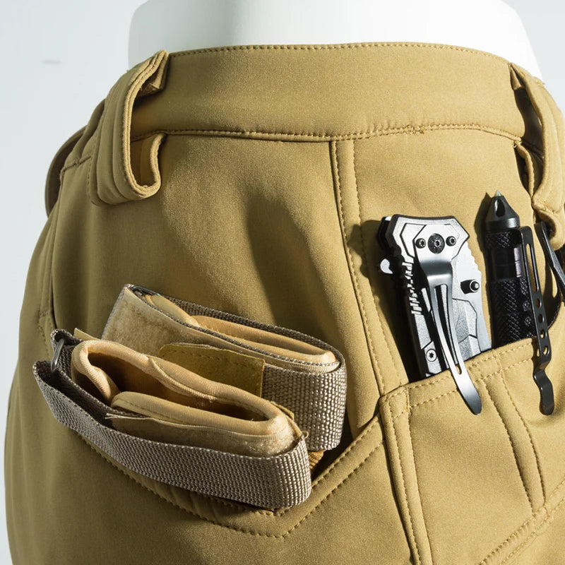 Mazrout - Pantalon Randonnée Homme Chaud Softshell Doublé polaire, Imperméable & Cargo pour l’hiver