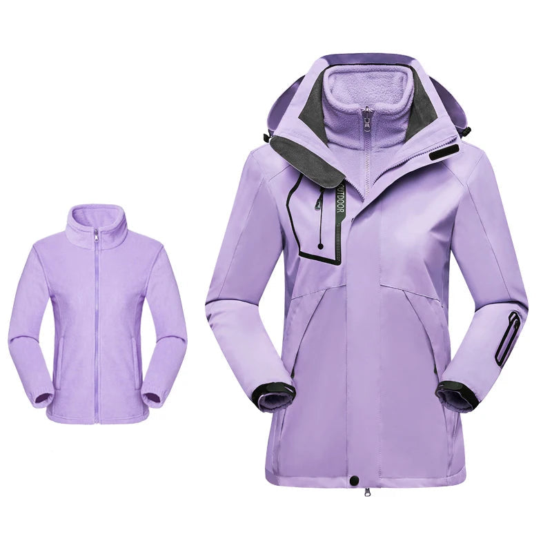 AureaShell – Veste Randonnée Femme 3 en 1 Imperméable & Thermique | Hiver Outdoor