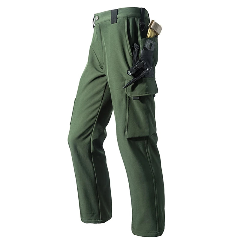 Mazrout - Pantalon Randonnée Homme Chaud Softshell Doublé polaire, Imperméable & Cargo pour l’hiver