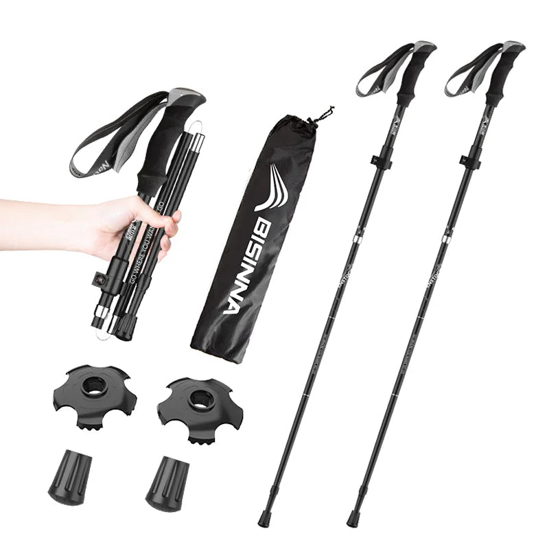 AltaStride Élite 125 – Bâton de Randonnée Carbone Pliable (x2) | Ultra Léger & Confort Haute Montagne