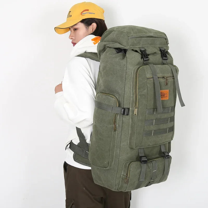 NomadCore 80 – Sac de Randonnée Voyage Canvas 80L au Look Baroudeur Ultra Résistant & Confort