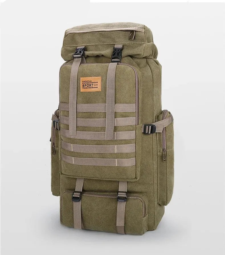 NomadCore 80 – Sac de Randonnée Voyage Canvas 80L au Look Baroudeur Ultra Résistant & Confort