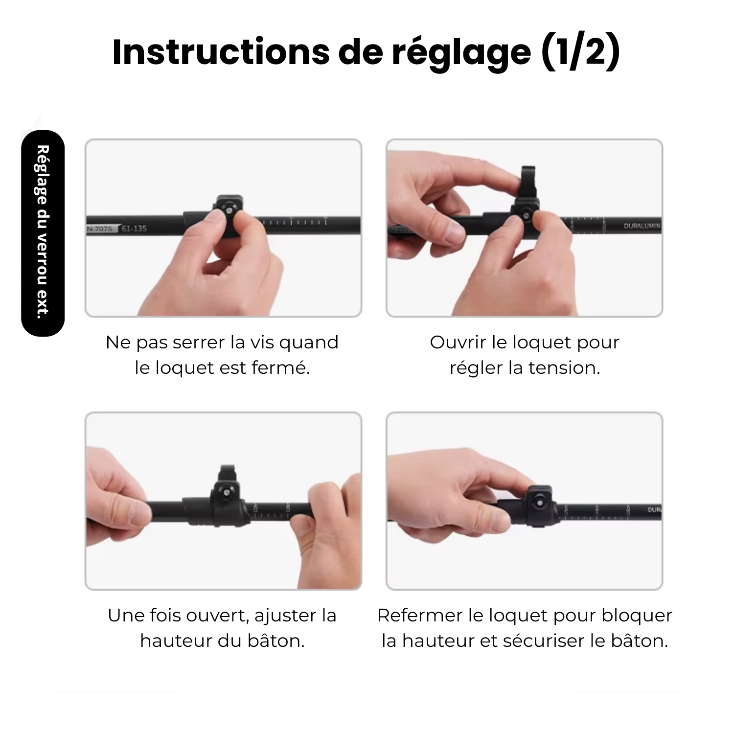 Naturehike 160 - Bâton De Randonnée Télescopiques Ultra-Résistants