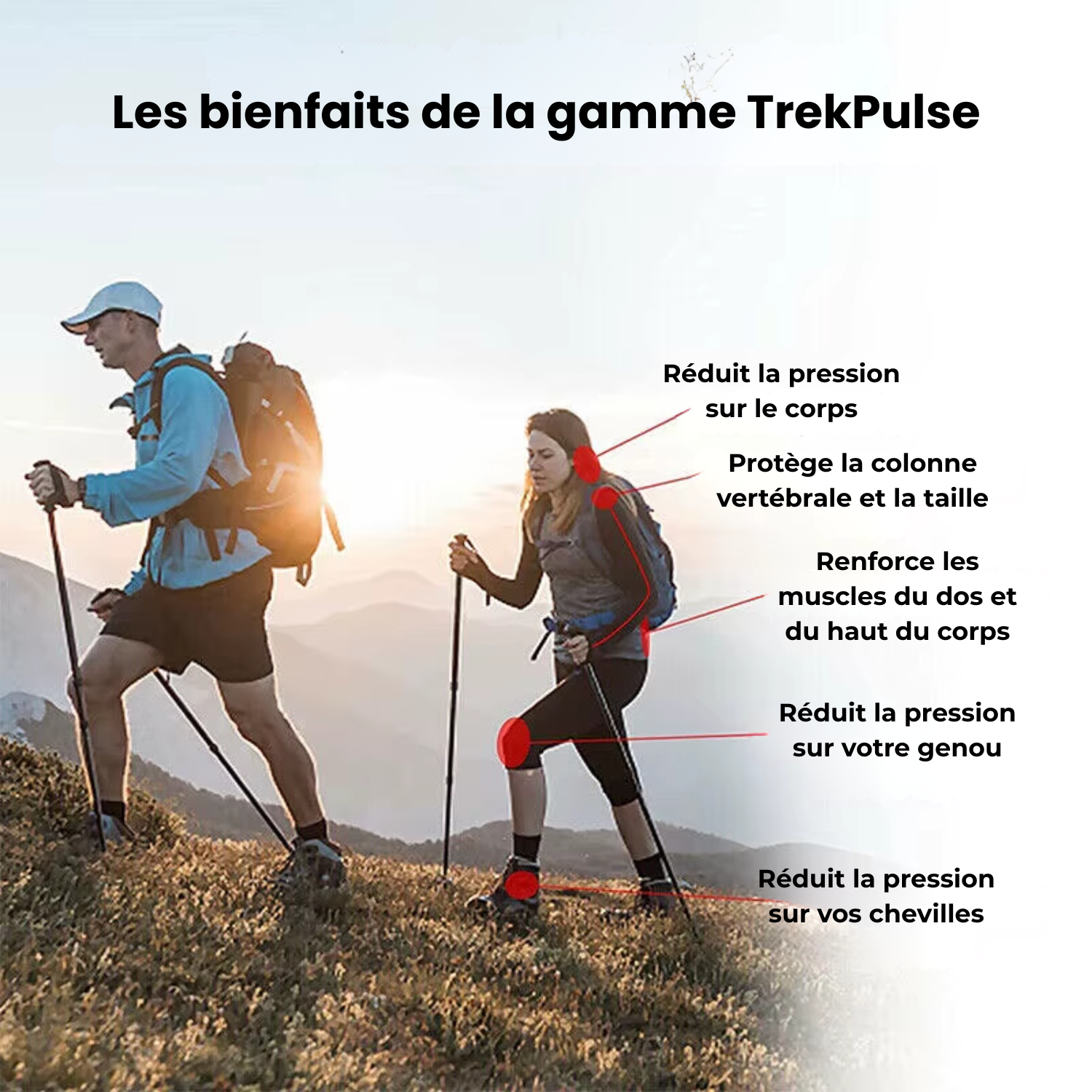 TrekPulse – Bâton de Randonnée avec Amortisseur Dynamique Léger & Anti-Fatigue