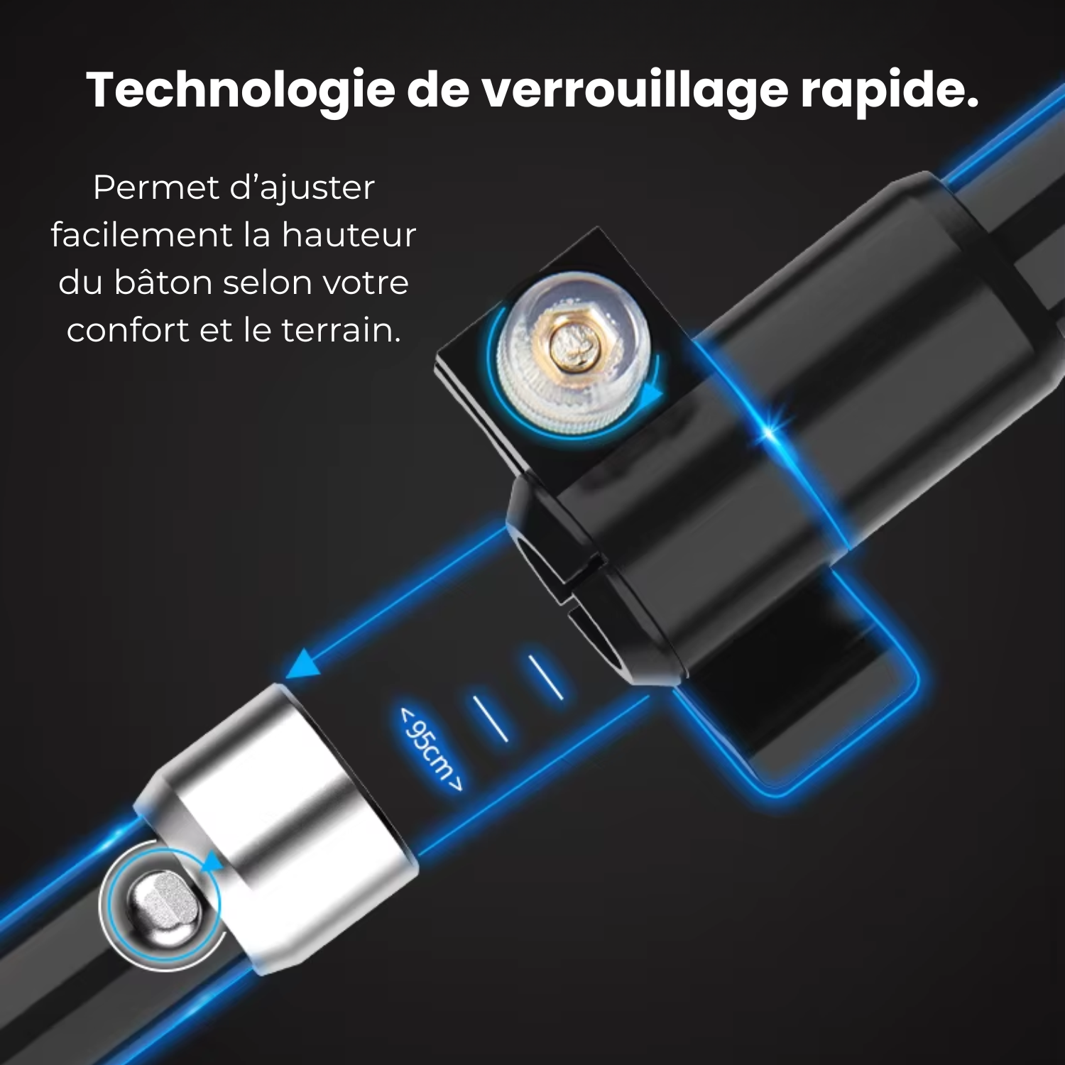 AltaStride Élite 125 –  Bâton de Randonnée Carbone Pliable (x2) | Ultra Léger & Confort Haute Montagne