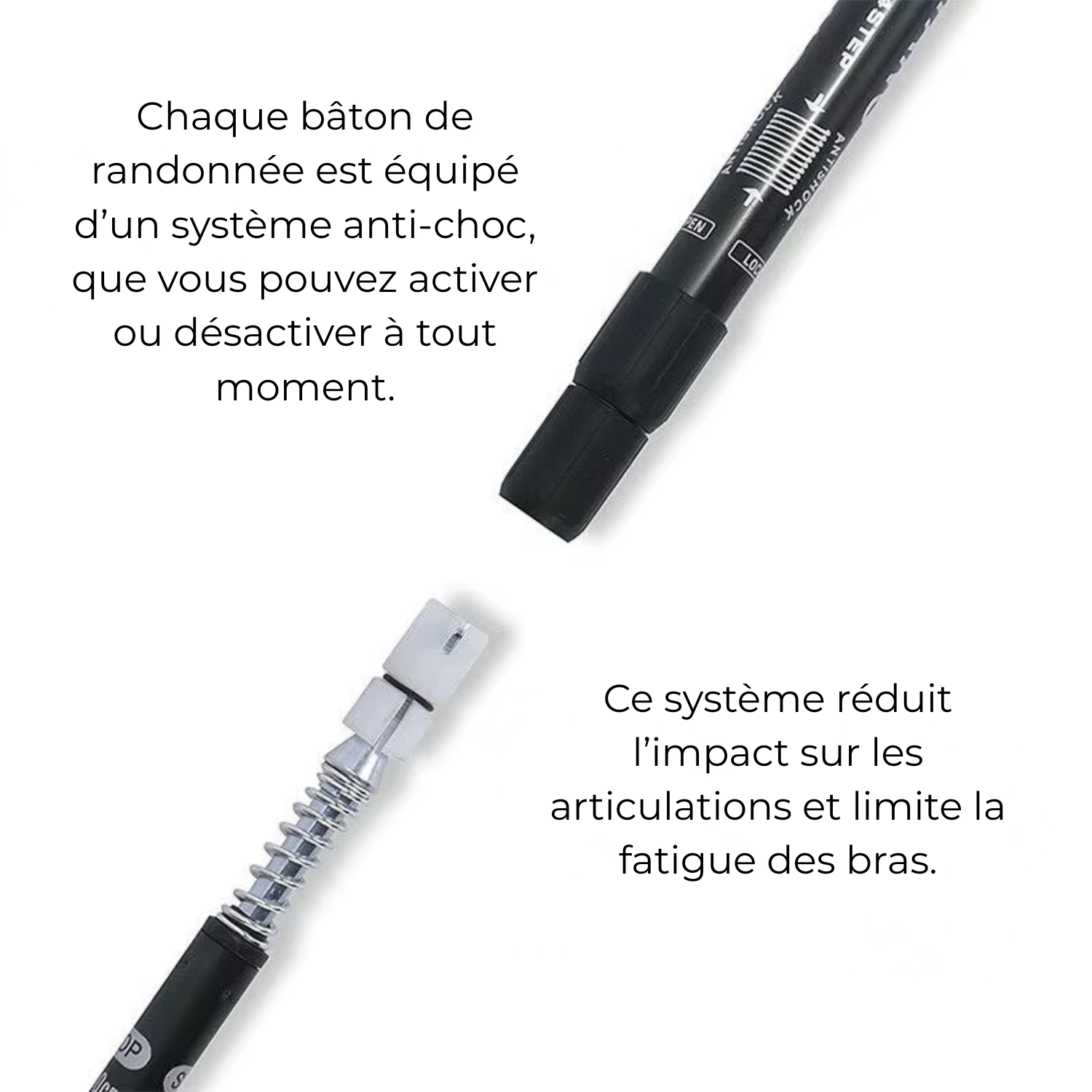 TrekPulse – Bâton de Randonnée avec Amortisseur Dynamique Léger & Anti-Fatigue