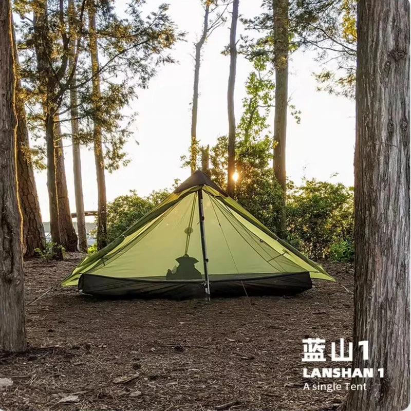 FLAME'S CREED Lanshan 1 Person Oudoor Ultralight Camping Tent Single Man 3 Season Professional 15D Silnylon Rodless Tent