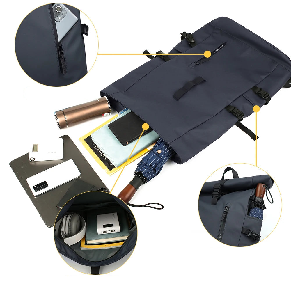 AltaRidge 25 – Sac de Randonnée Étanche & Minimaliste avec Compartiment Sécurisé pour PC/Tablette et Design Rolltop Antichoc