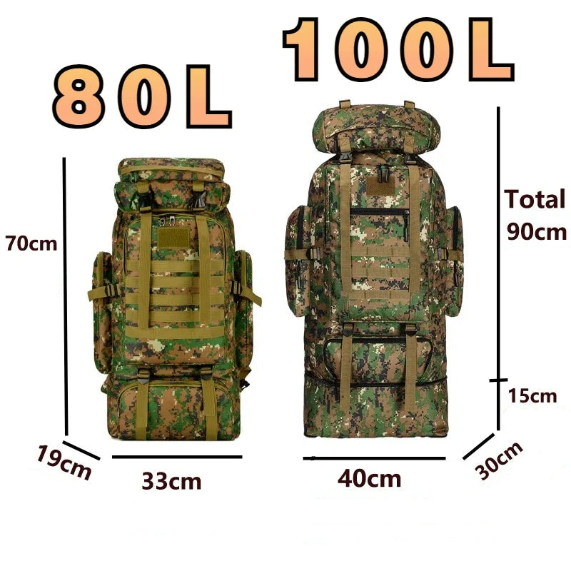 TrekForce 80/100 – Sac de Randonnée Tactique 80 à 100L Ultra Résistant avec Dos Ergonomique & Organisation Militaire