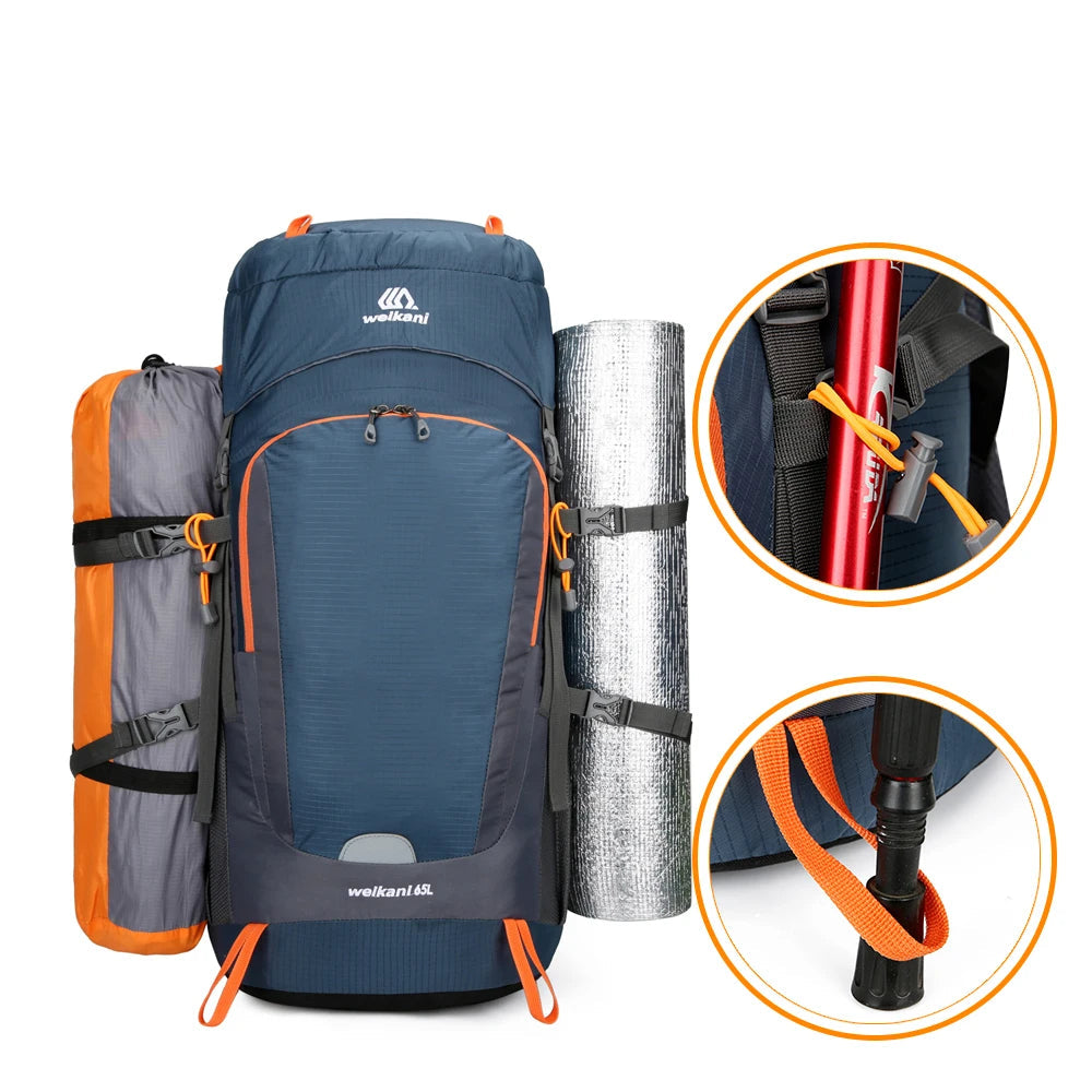 PeakTrail 65 – Sac de Randonnée Étanche 65L avec Housse de Pluie Intégrée