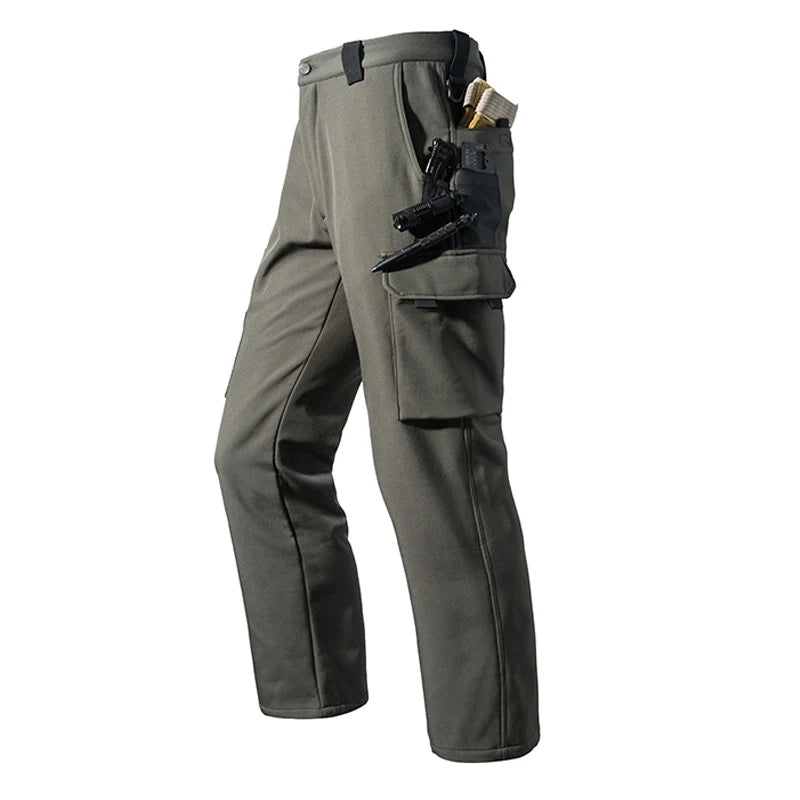 Mazrout - Pantalon Randonnée Homme Chaud Softshell Doublé polaire, Imperméable & Cargo pour l’hiver