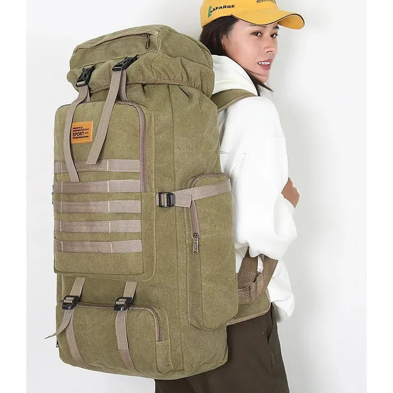 NomadCore 80 – Sac de Randonnée Voyage Canvas 80L au Look Baroudeur Ultra Résistant & Confort
