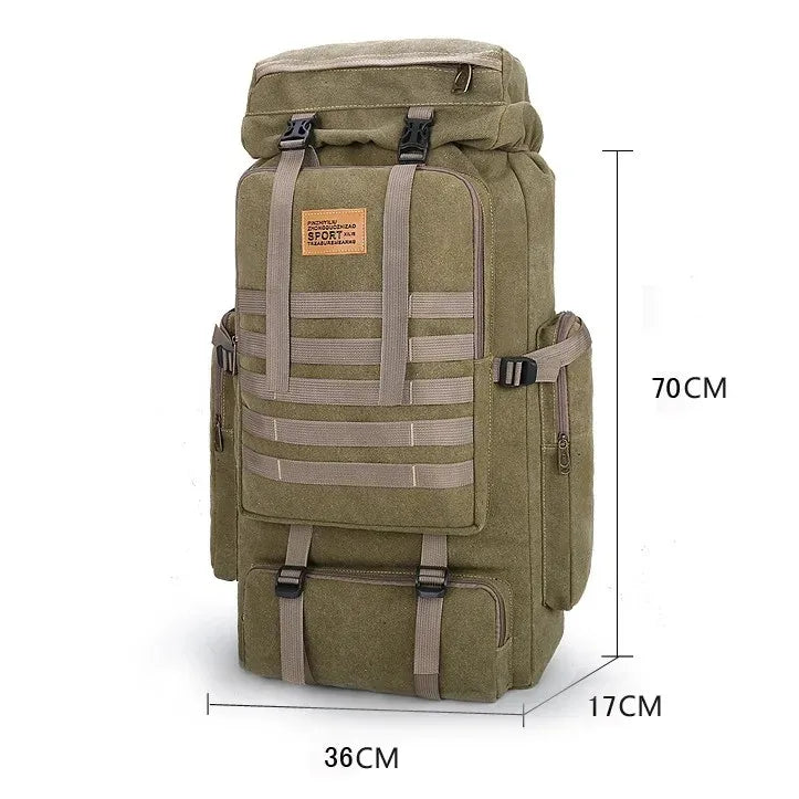 NomadCore 80 – Sac de Randonnée Voyage Canvas 80L au Look Baroudeur Ultra Résistant & Confort