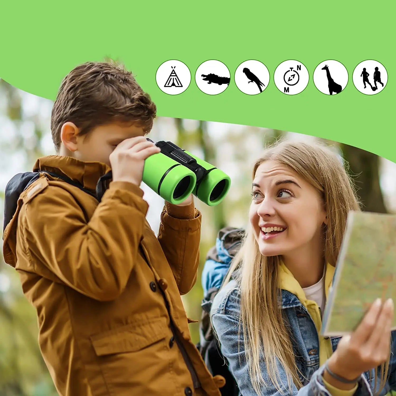 NATURELOOK Kids 4x30 – Jumelles Randonnée Enfant, Cadeau Éducatif & Sécurisé