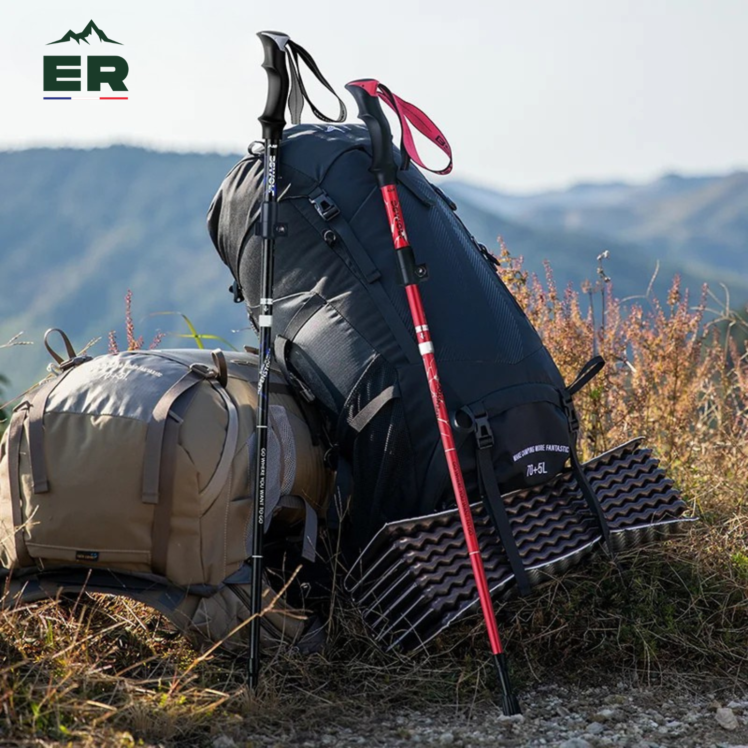 AltaStride Élite 125 –  Bâton de Randonnée Carbone Pliable (x2) | Ultra Léger & Confort Haute Montagne